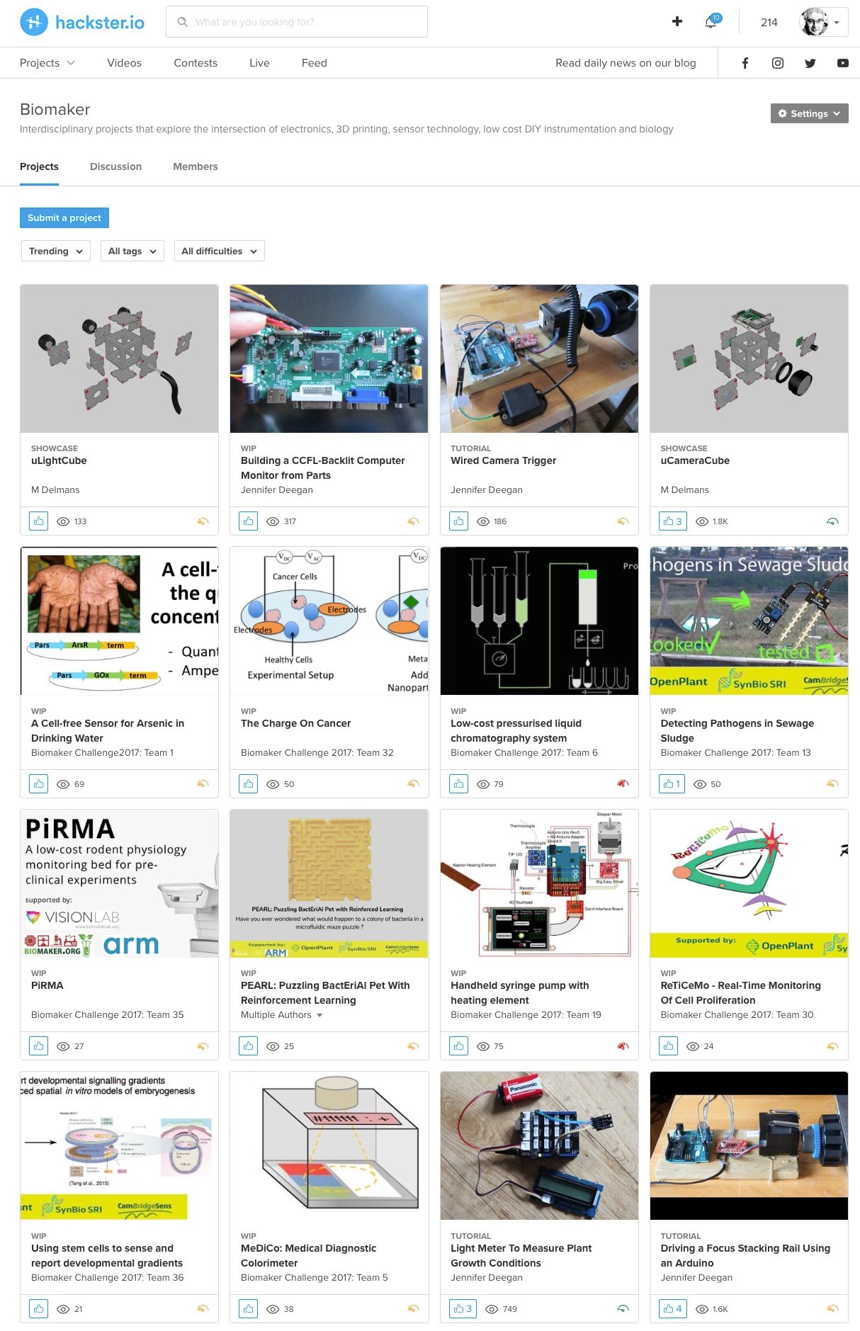 Biomaker projects on the Hackster.io platform
