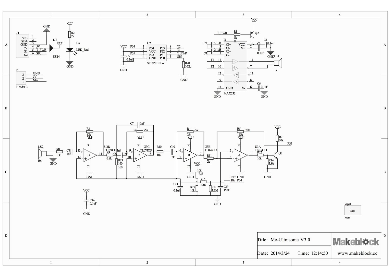Makeblock mBot ultrasonic rangefinder circuit