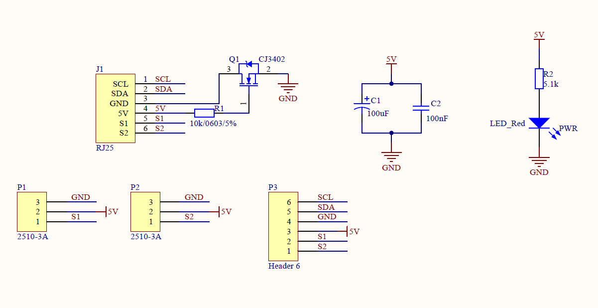 Makeblock RJ25 adapter board circuit